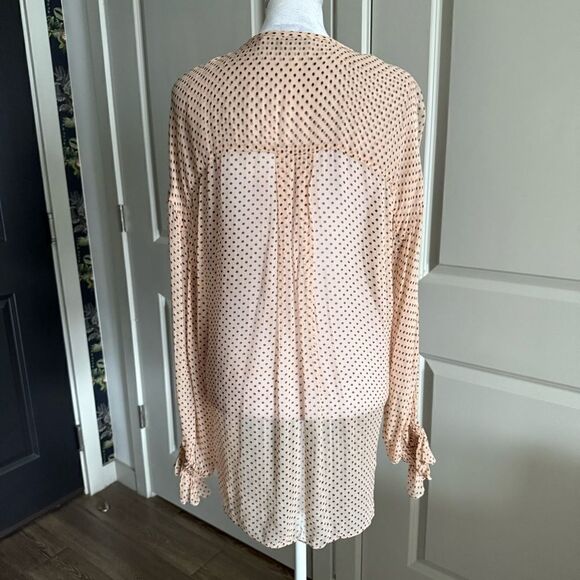 All Saints Draped Chiffon Polka Dot Penny Long Sleeve Blouse Size 6 - Picture 4 of 7
